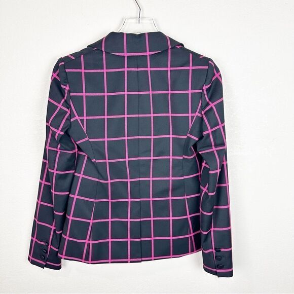 Alice & Olivia Pink Black Window Pane Mya Blazer Jacket Work Office Career 2 - Picture 6 of 8